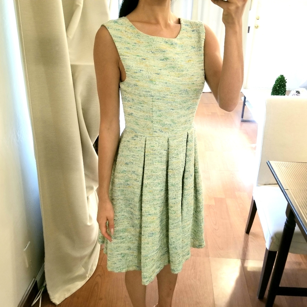 Anthropologie Spring Shimmer Boucle Pleated Dress